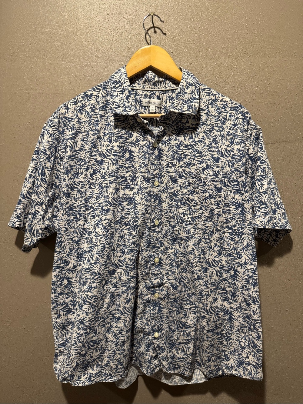 PETER MILLAR Seaside Men's Whitepalm Cotton-Blend Sport Shirt